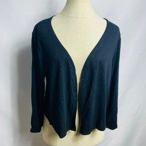Avon women short open cardigan sweater size L (12-14) NWT BLACK stretch